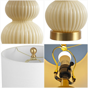 Daphne 20" Ribbed Metal/Glass LED Table Lamp